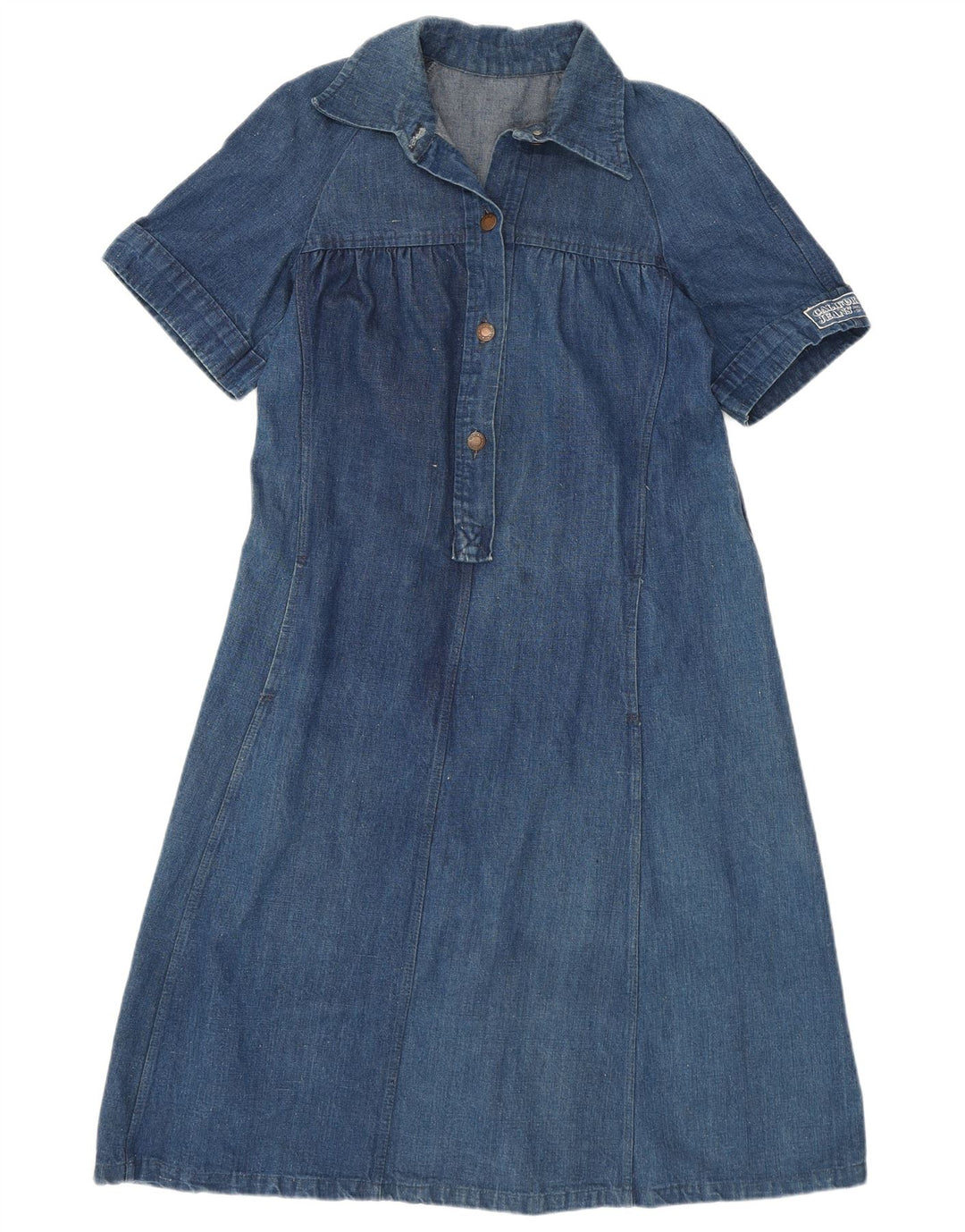 VINTAGE Damen Jeanskleid UK 12 Mittelblau