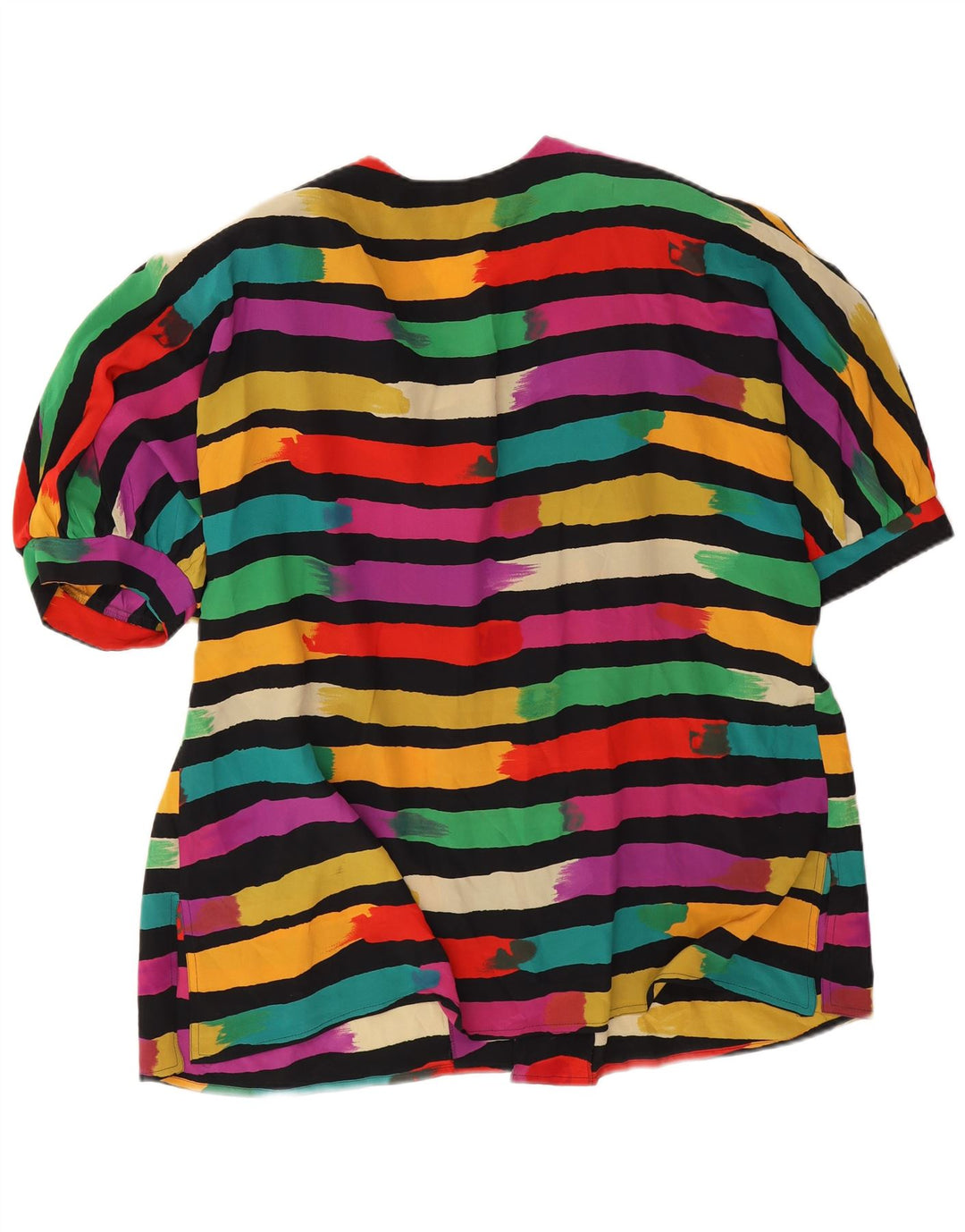 Vintage Damen Kurzarm-Hemdbluse UK 20 2XL Bunt gestreift