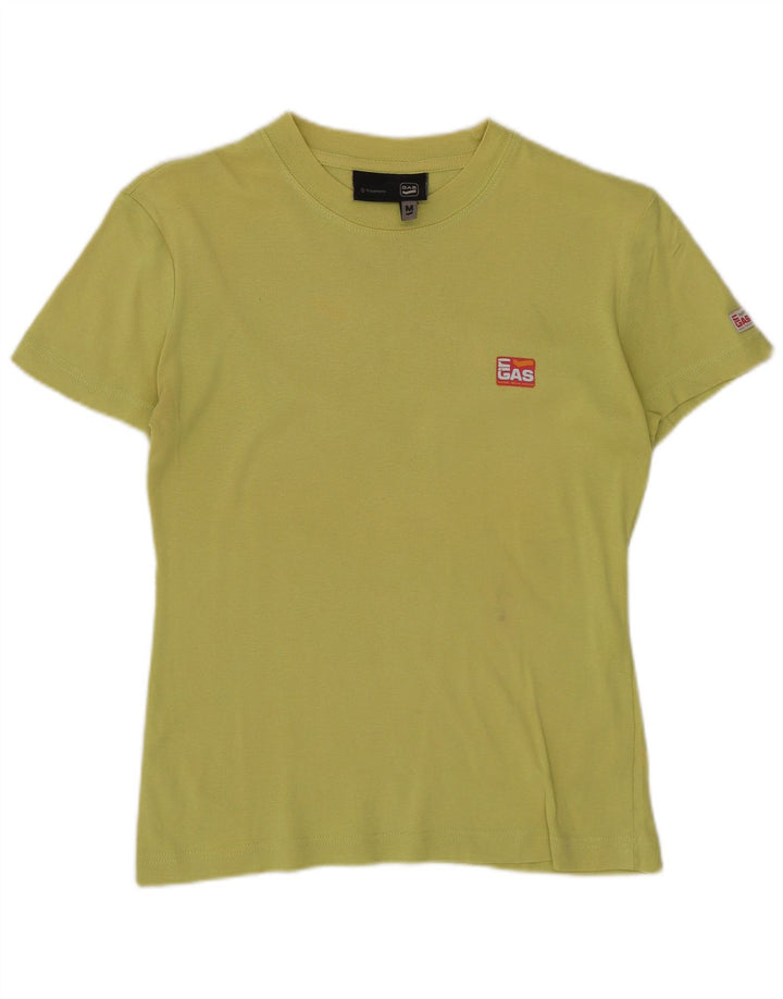 Gas Damen T-Shirt Top UK 12 Mittelgrüne Baumwolle
