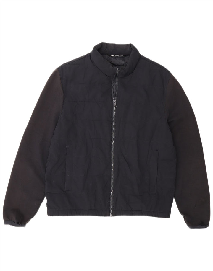 Zara Herren Wattierte Jacke UK 40 Large Marineblau