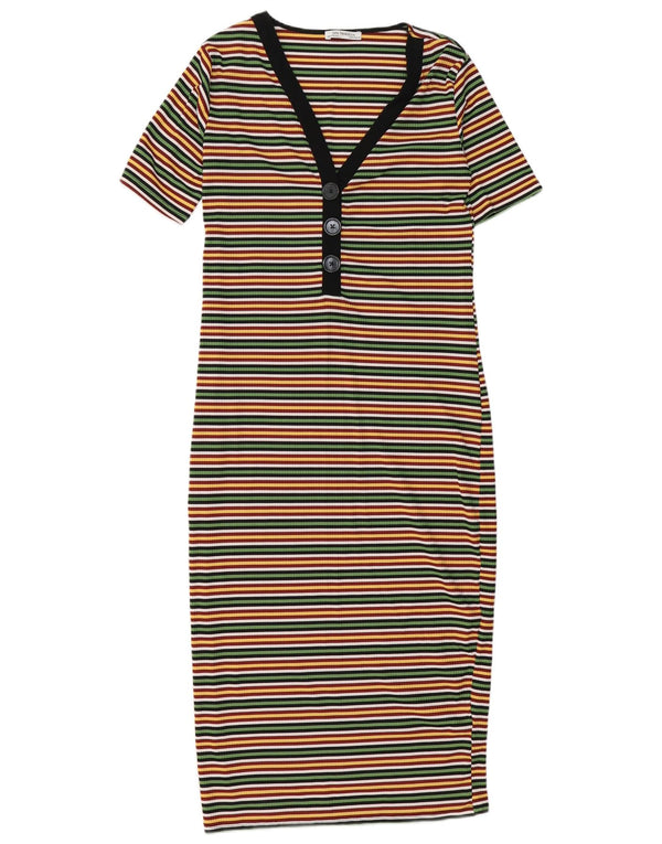 Zara Damen Trafaluc T-Shirt-Kleid UK 10 Small Mehrfarbig gestreift