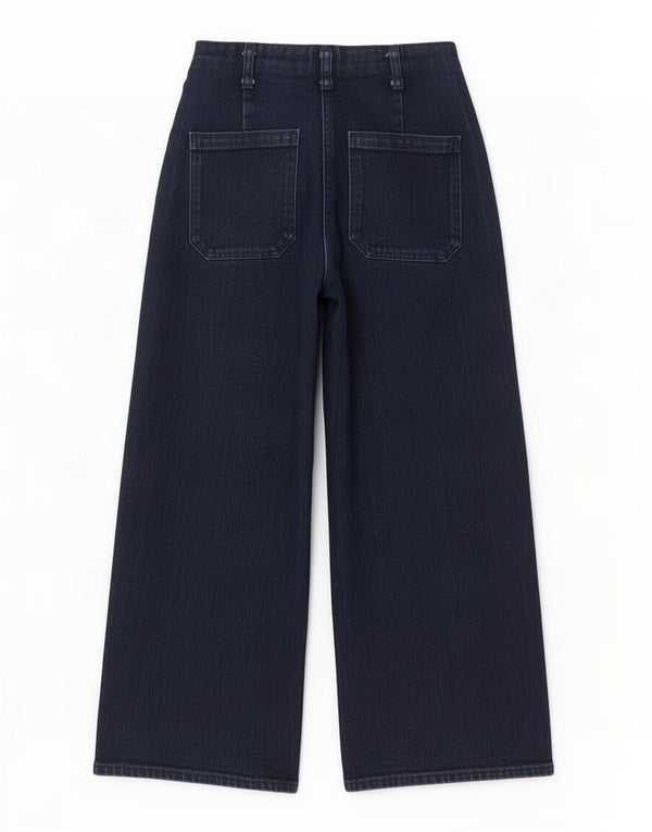 Zara Damen High Rise Wide Leg Jeans EU 36 XS W26 L23 Marineblau