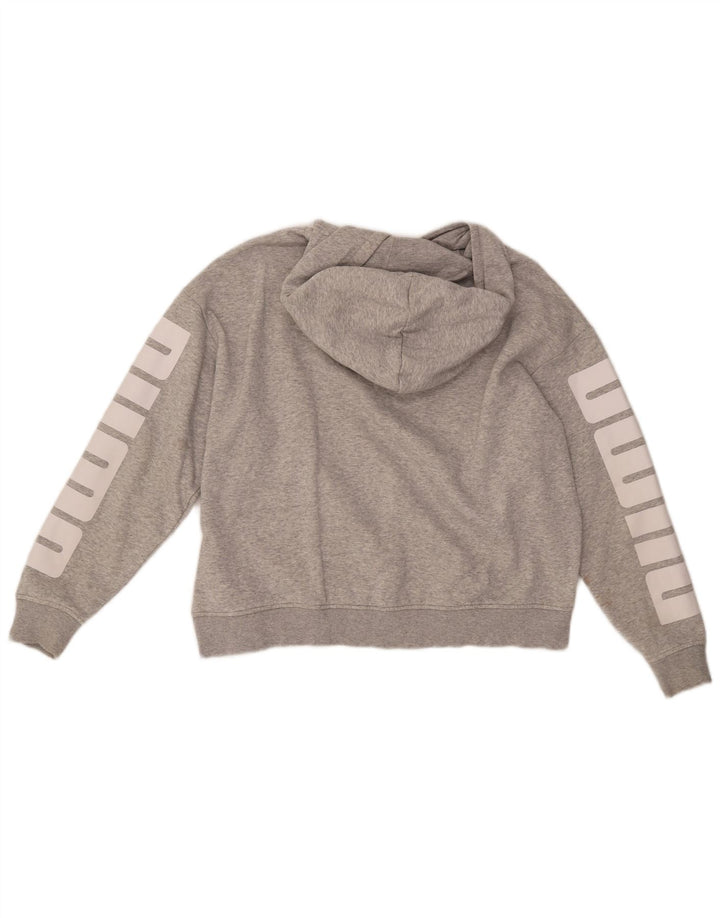 PUMA Womens Graphic Oversized Hoodie Pullover UK 16 Large Graue Baumwolle