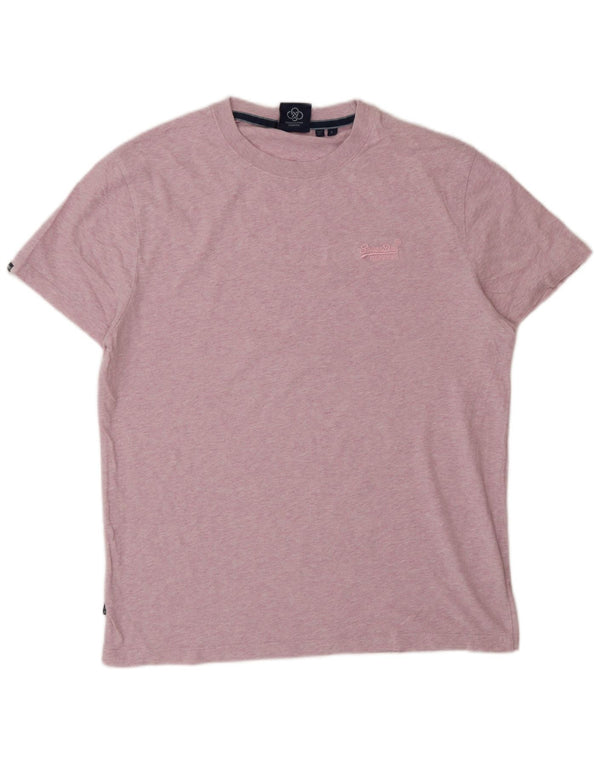 SUPERDRY Herren T-Shirt Top Large Rosa Baumwolle