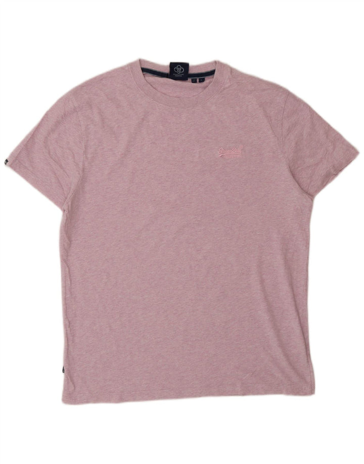 SUPERDRY Herren T-Shirt Top Large Rosa Baumwolle