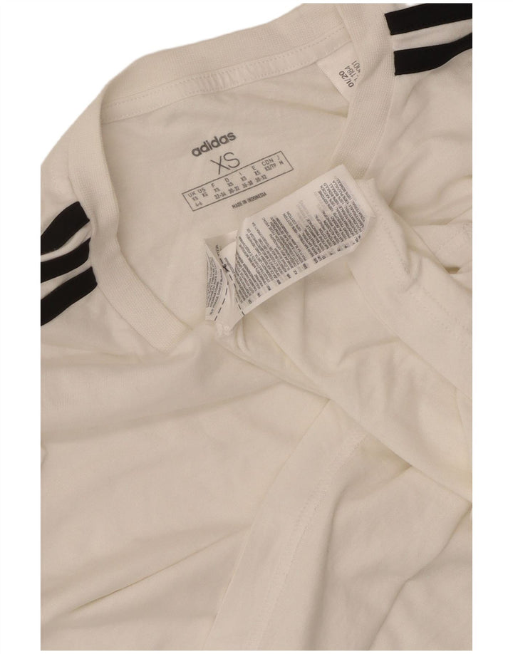 ADIDAS Damen Crop Oversized T-Shirt Top UK 4/6 XS Weiße Baumwolle