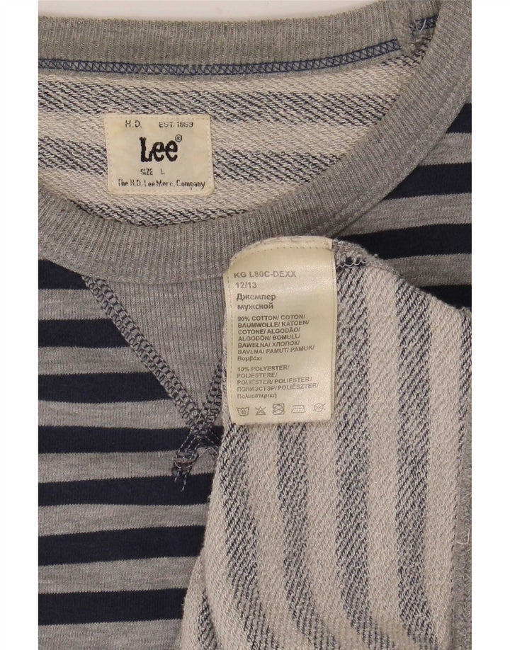 Lee Damen-Sweatshirt mit regulärer Passform, UK 16, Größe L, grau gestreift, Baumwolle