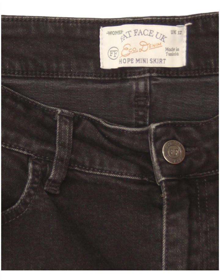 Fat Face Damen Mini-Jeansrock UK 12 Medium W32 Schwarze Baumwolle