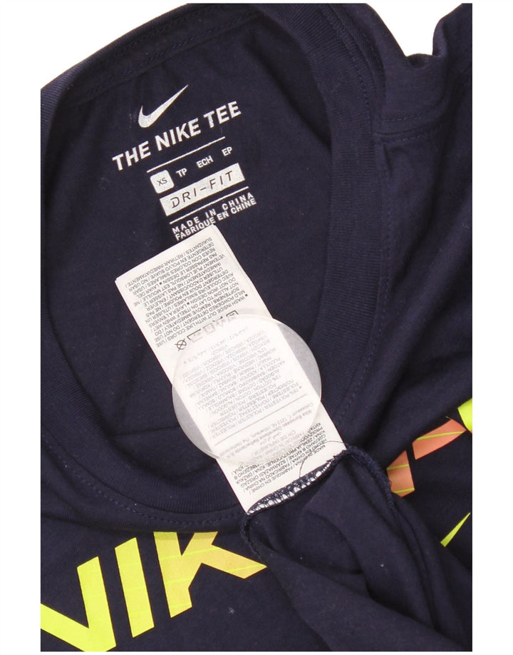 NIKE Herren Dri Fit Graphic T-Shirt Top XS Marineblau Polyester