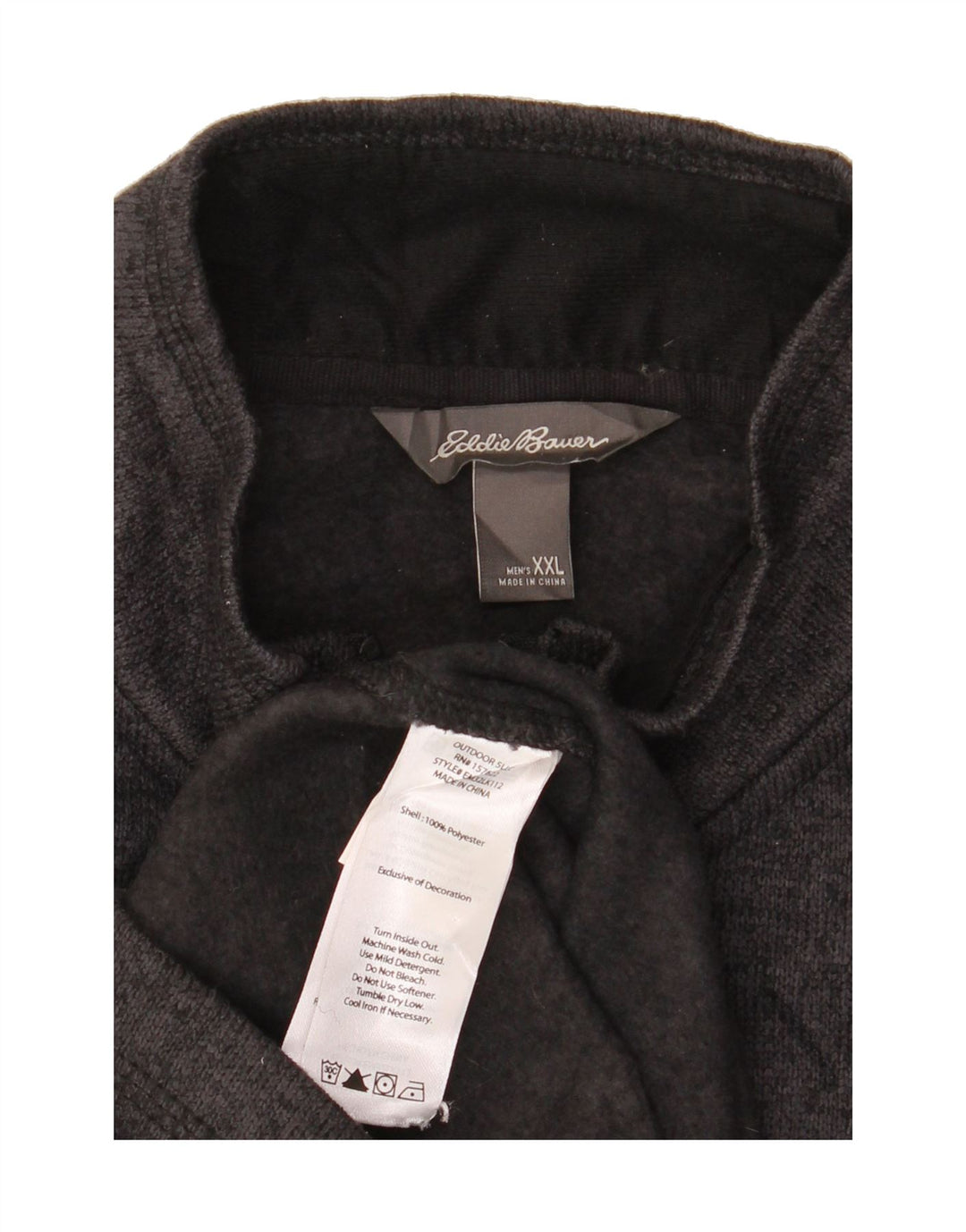 EDDIE BAUER Mens Zip Neck Jumper Sweater 2XL Grey Flecked Polyester Vintage Eddie Bauer and Second-Hand Eddie Bauer from Messina Hembry 