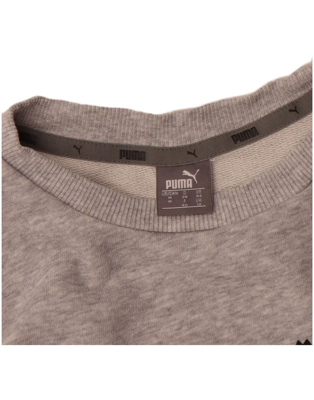Puma Womens Graphic Sweatshirt Pullover UK 12 Mittelgrau gefleckte Baumwolle
