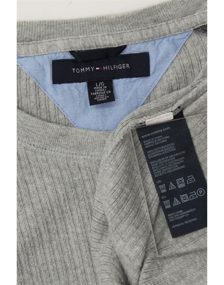 TOMMY HILFIGER Mens Top Long Sleeve Large Grey Colourblock Cotton Vintage Tommy Hilfiger and Second-Hand Tommy Hilfiger from Messina Hembry 