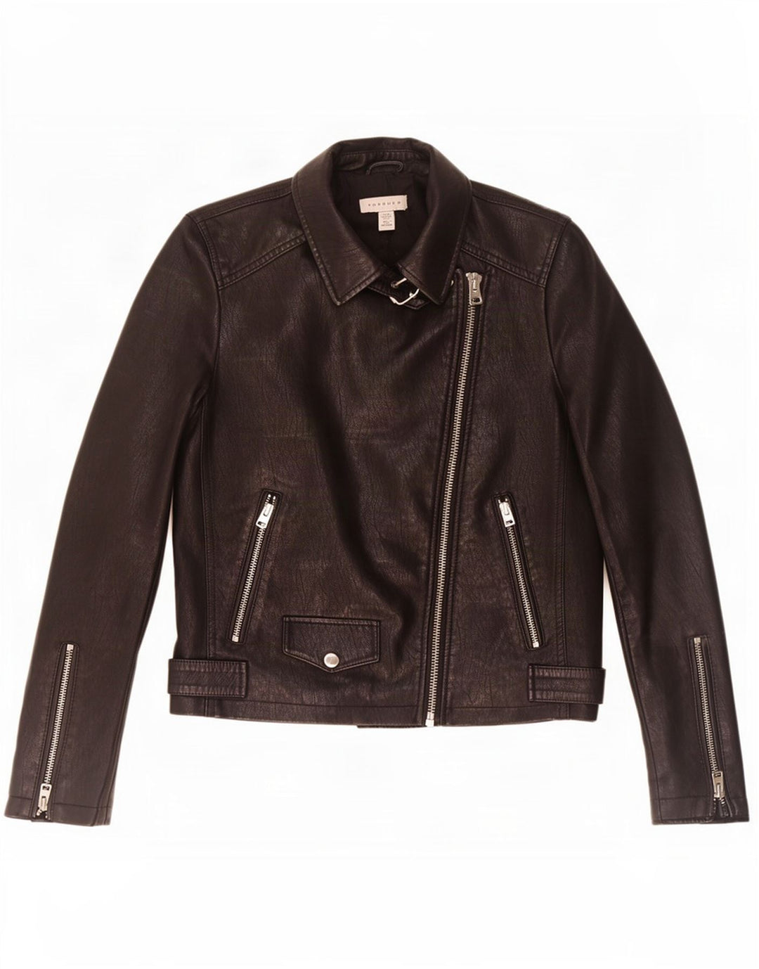 Topshop Damen-Bikerjacke aus Kunstleder, Gr. 8, Schwarz, Polyester