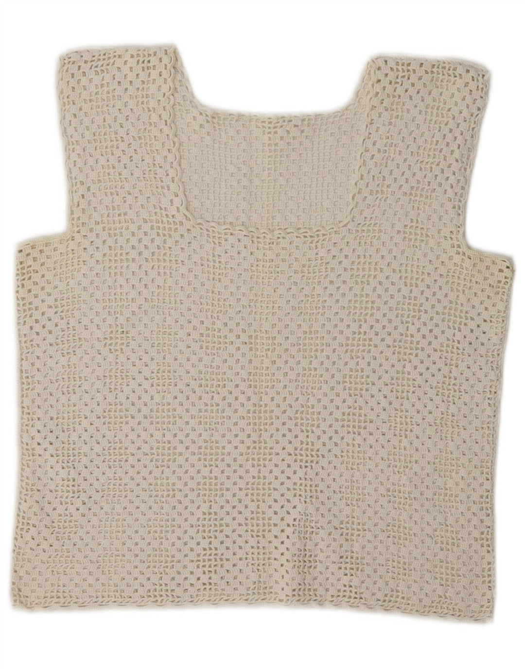 Vintage Damen Häkel-Crop-Top UK 8 Small Weiß