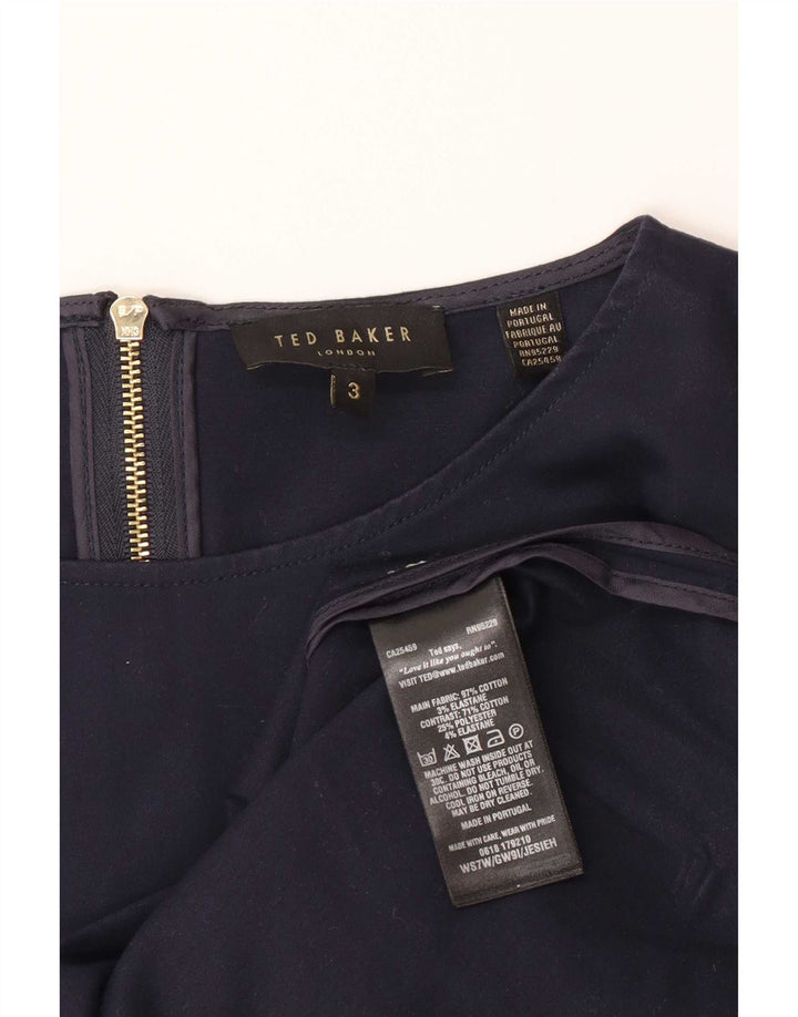 Ted Baker Damen-Blusenoberteil mit 3/4-Ärmeln, Größe 3, mittelgroß, marineblau, Nadelstreifen