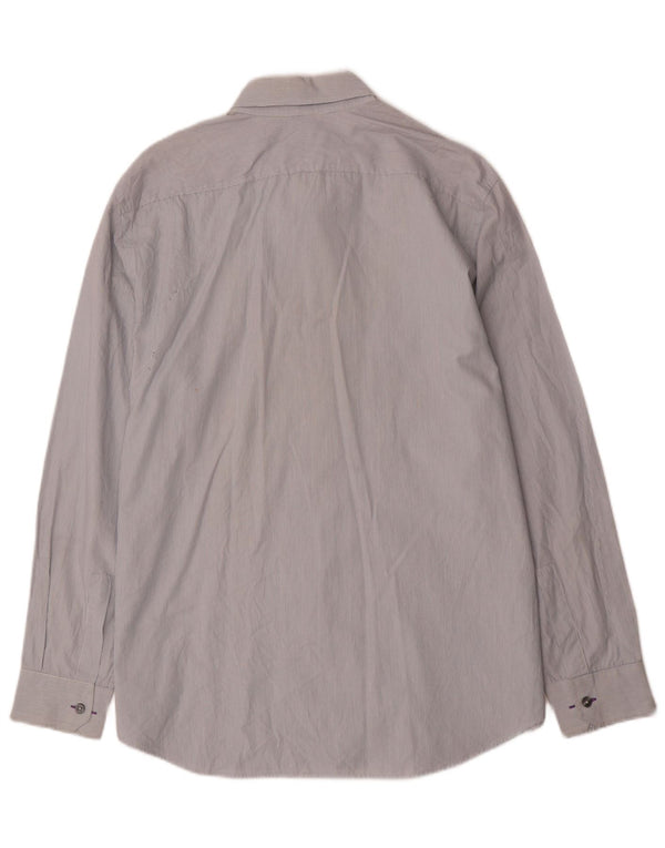 Paul Smith Herren-Slim-Fit-Hemd, Größe 45, 18, 2XL, graue Nadelstreifen-Baumwolle
