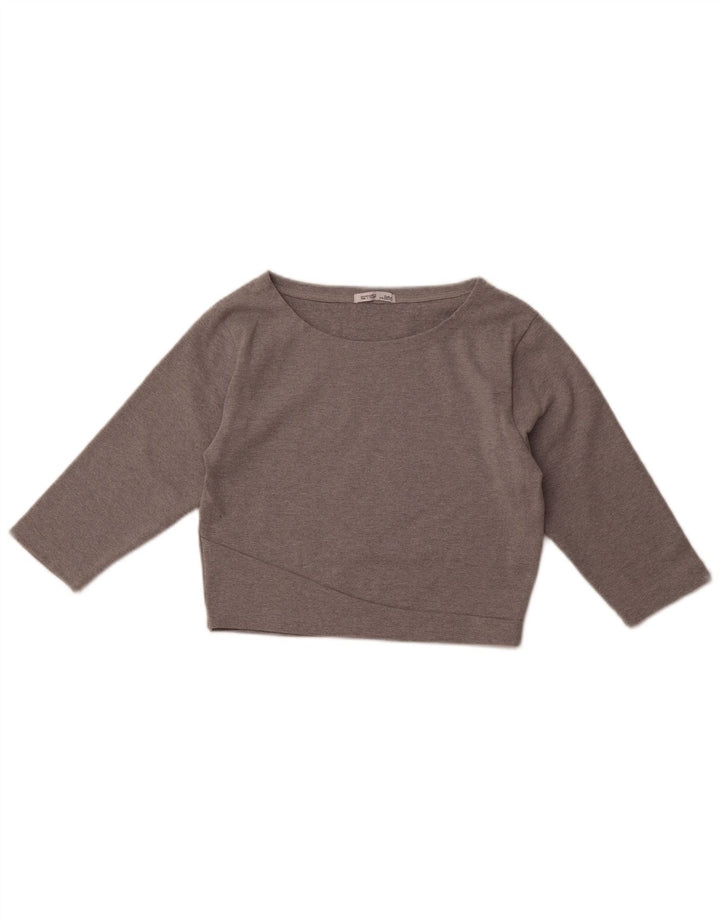 ZARA Womens Crop Top 3/4 Sleeve UK 12 Medium Grey Polyester