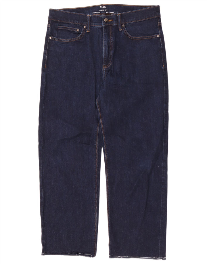Marks & Spencer lockere Herrenjeans W32 L27 marineblaue Baumwolle