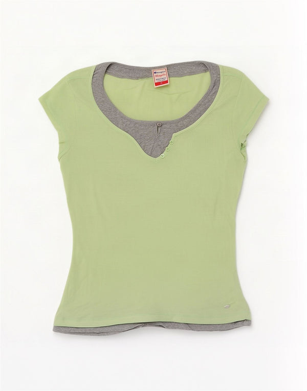 Champion Damen Heritage Fit T-Shirt Top UK 18 XL Grün Farbblock