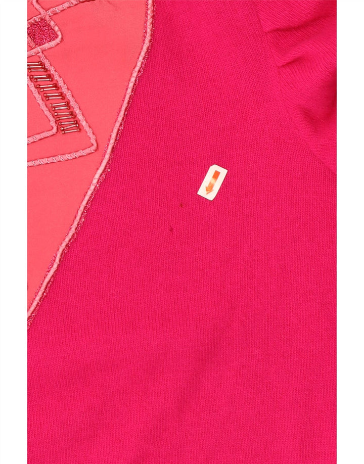 VINTAGE Damen Pullover mit V-Ausschnitt IT 50 XL Rosa Wolle