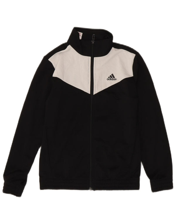 Adidas Jungen-Trainingsanzug-Top-Jacke, 8–9 Jahre, schwarzes Colourblock-Polyester