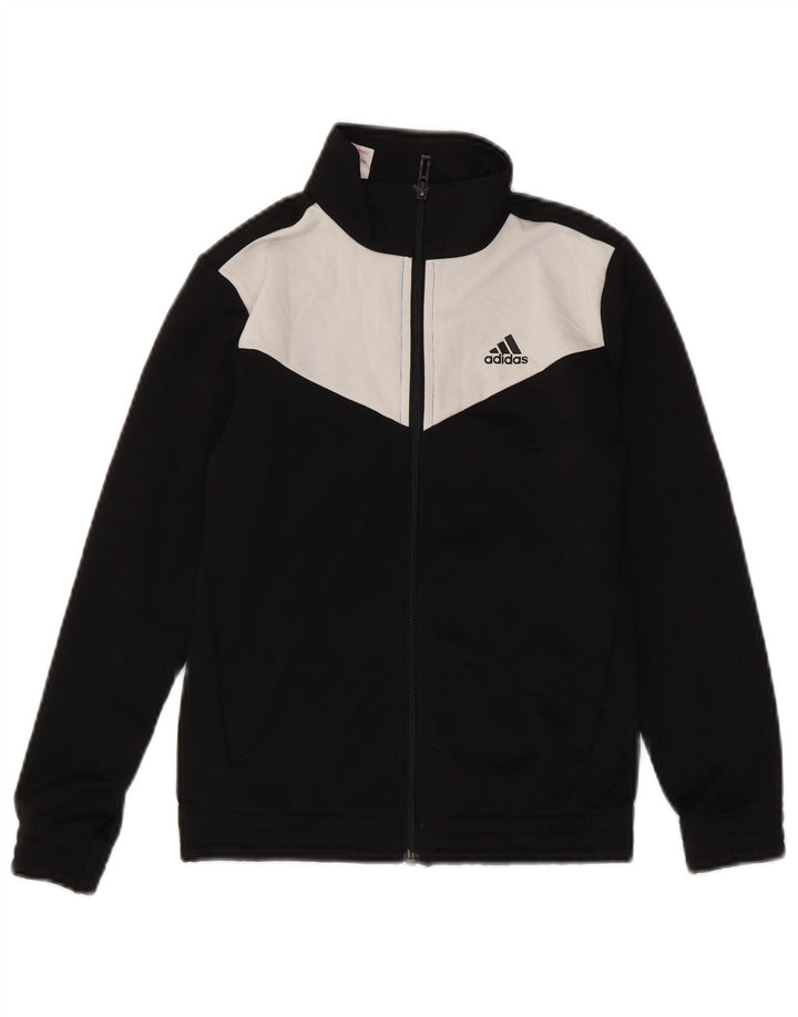 Adidas Jungen-Trainingsanzug-Top-Jacke, 8–9 Jahre, schwarzes Colourblock-Polyester