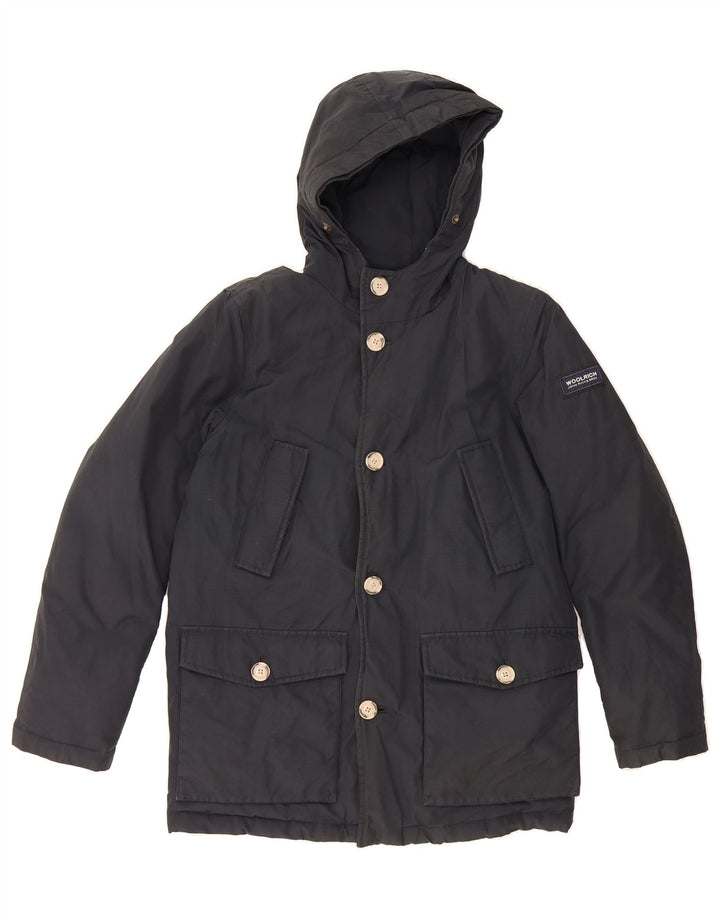 WOOLRICH Boys Hooded Padded Jacket 11-12 Years Navy Blue Vintage Woolrich and Second-Hand Woolrich from Messina Hembry 