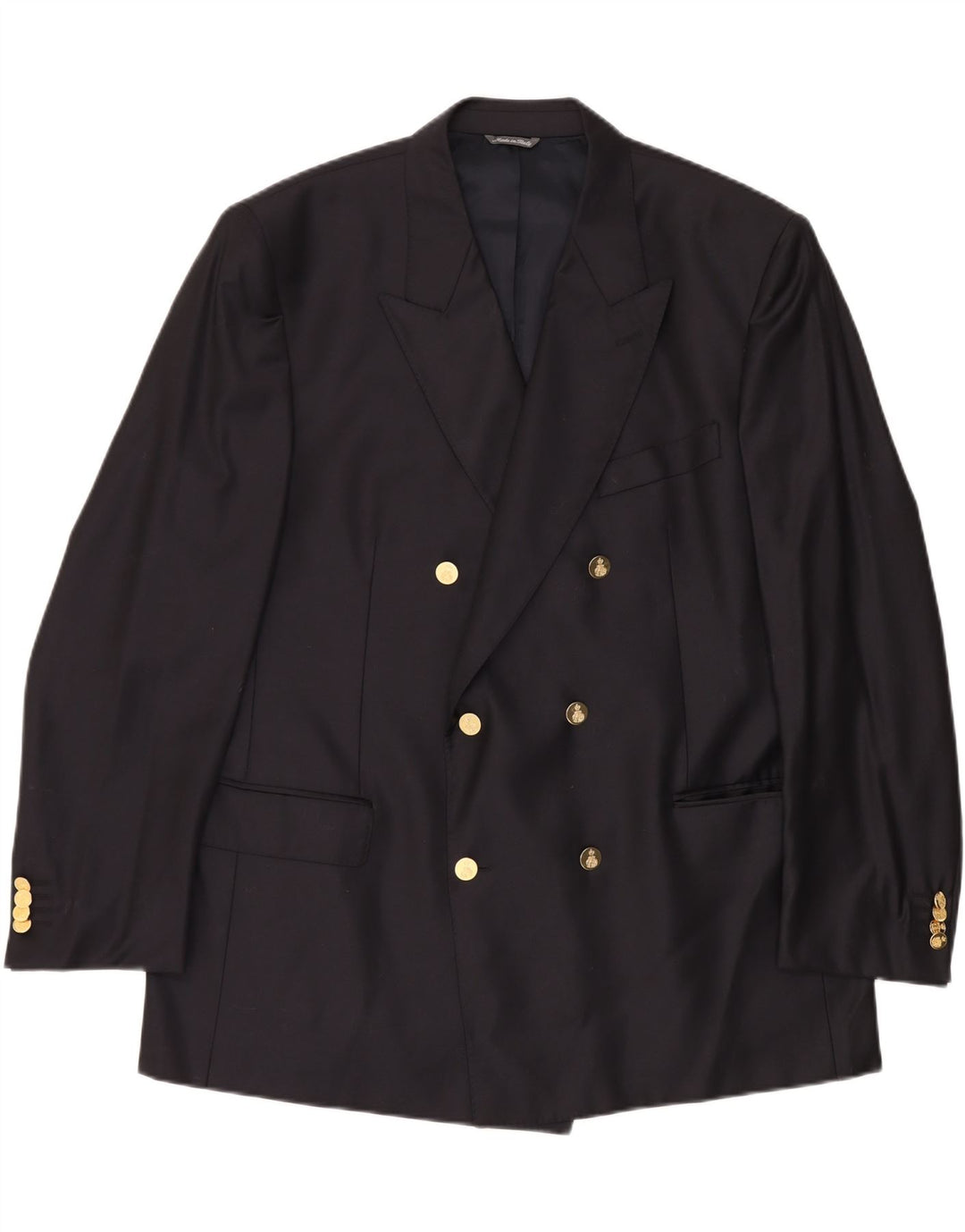 VINTAGE Herren Zweireihiger Blazer Jacke UK 40 Large Marineblau