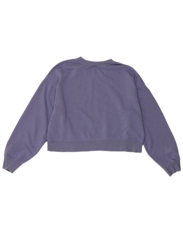 Zara Damen Crop Sweatshirt Pullover UK 12 Medium Lila Baumwolle