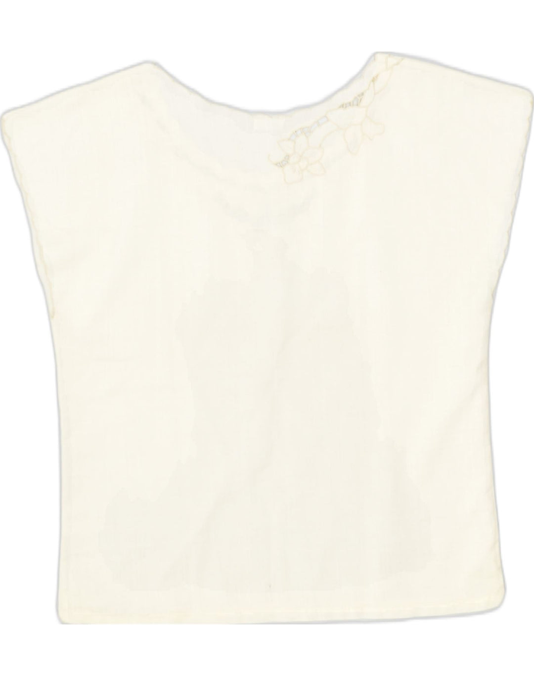 VINTAGE Womens Sleeveless Vest Top UK 12 Medium Off White Floral Polyester | Vintage Vintage | Thrift | Second-Hand Vintage | Used Clothing | Messina Hembry 