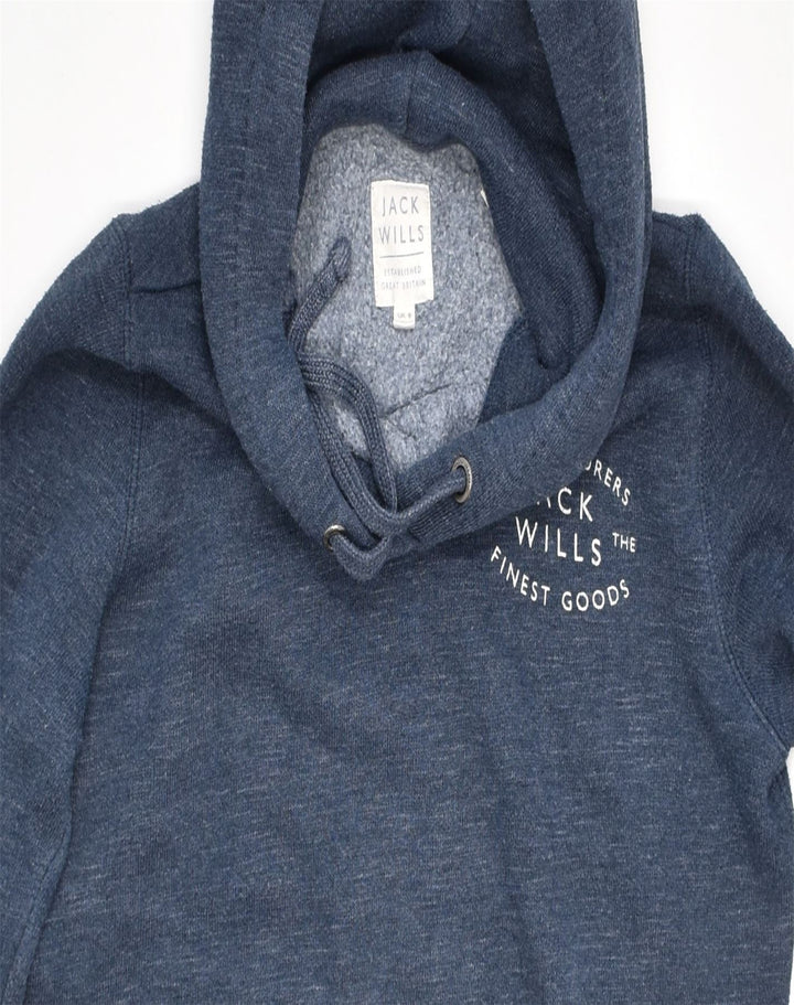 JACK WILLS Womens Graphic Hoodie Jumper UK 8 Small Navy Blue Cotton | Vintage | Thrift | Second-Hand | Used Clothing | Messina Hembry 