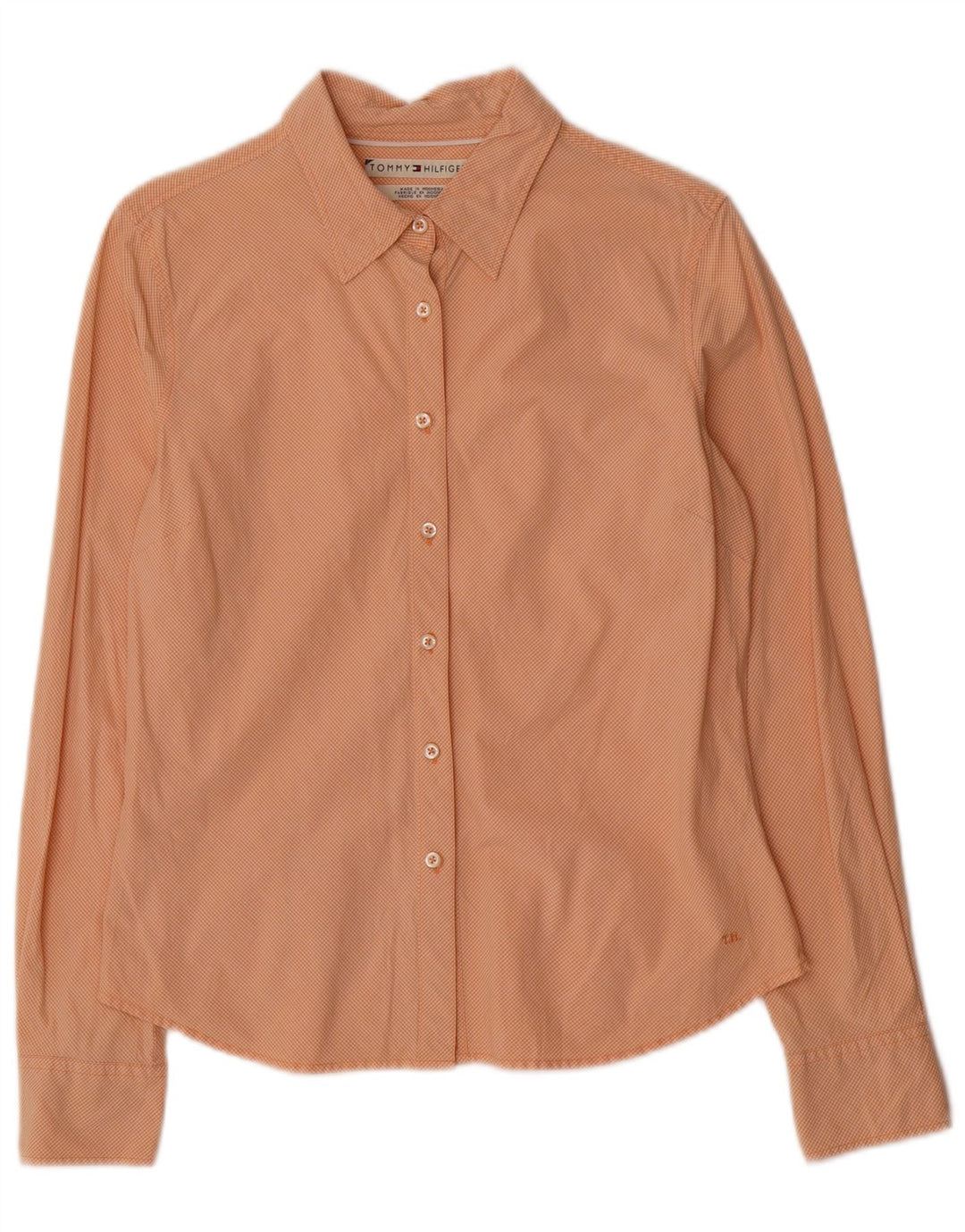 Tommy Hilfiger Damenhemd US 8 Medium Orange Gingham Cotton