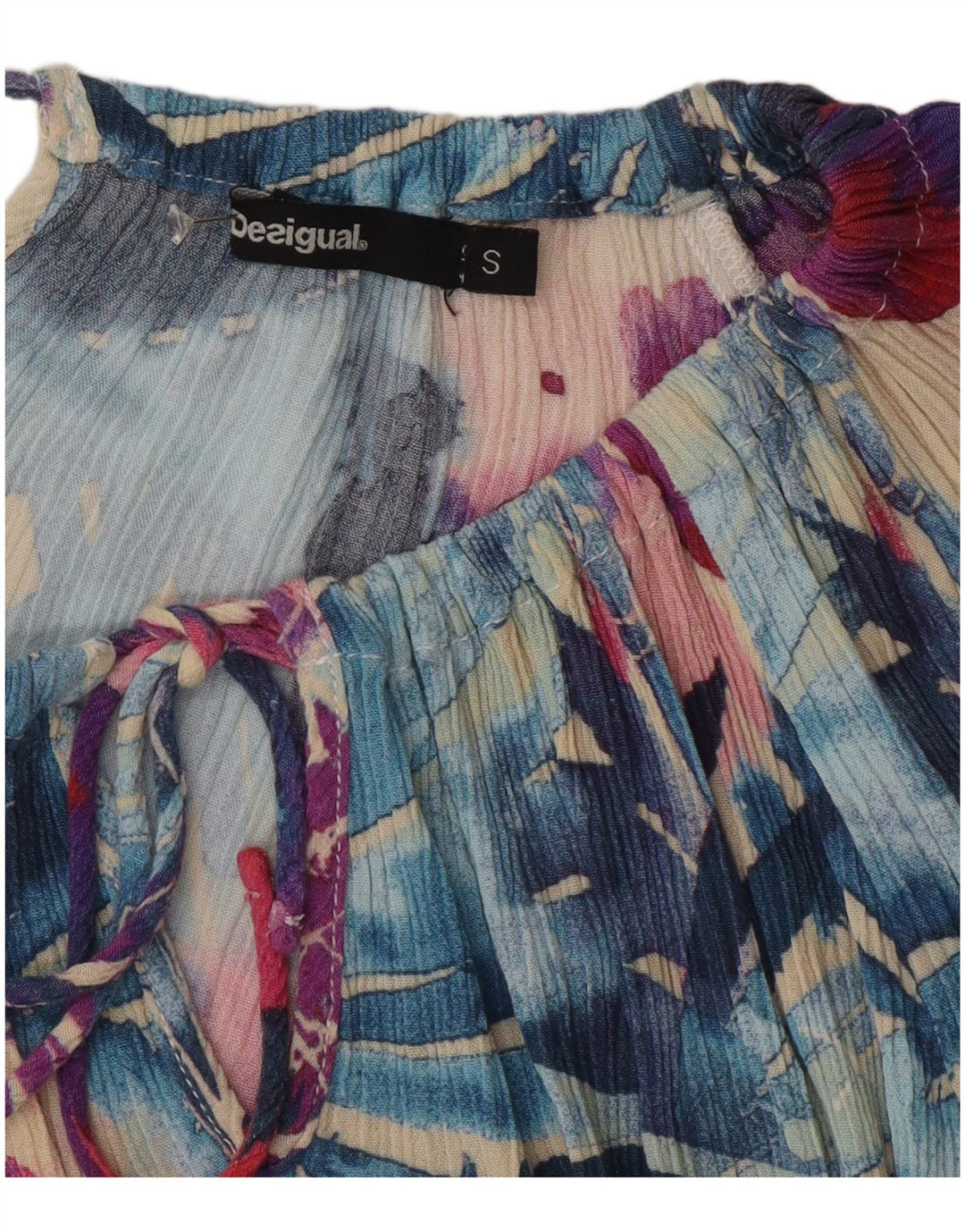 Desigual Womens Graphic Off Shoulder Top UK 10 Kleines mehrfarbiges Blumenmuster