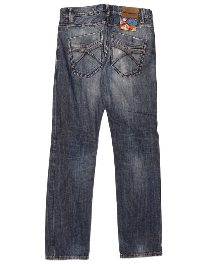 Desigual Herren Straight Jeans W30 L33 Blaue Baumwolle