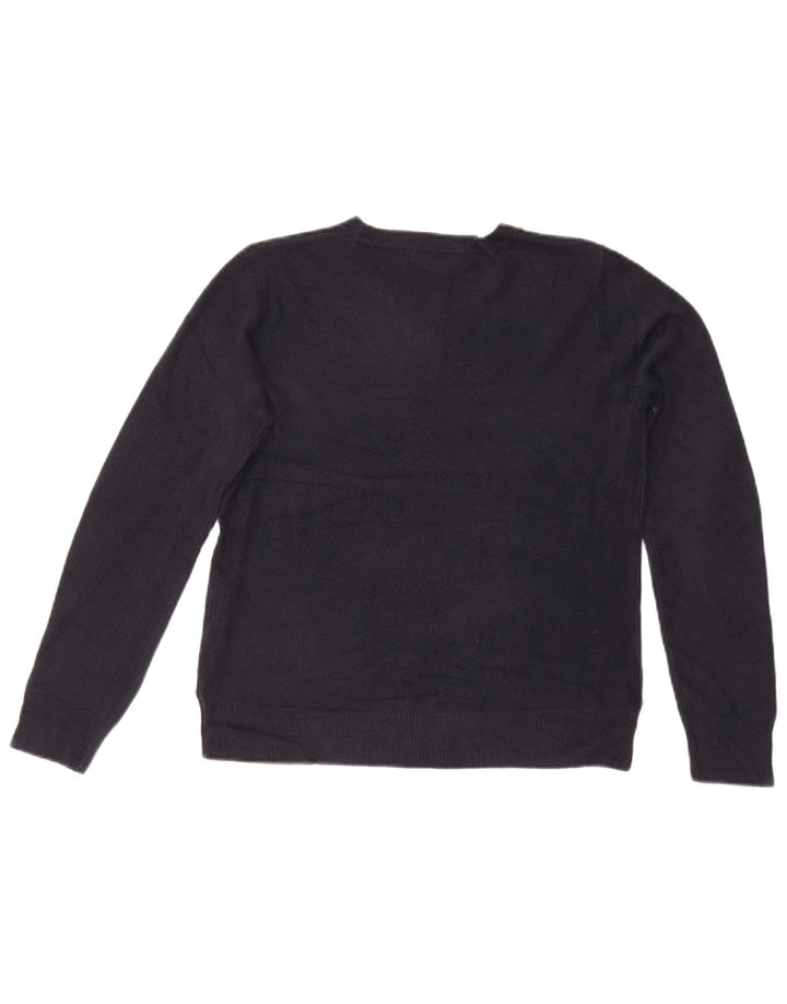 MARKS & SPENCER Womens Crew Neck Jumper Sweater UK 12 Medium Navy Blue