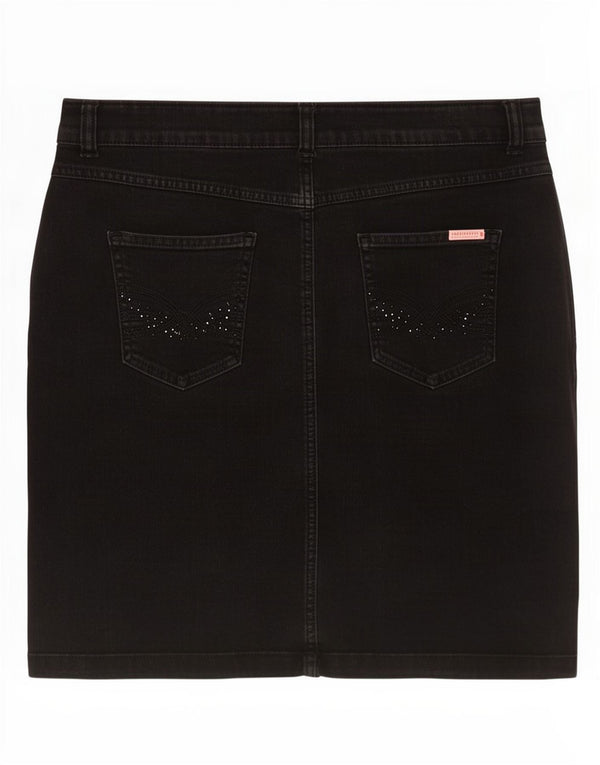 Marks & Spencer Damen Jeansrock UK 16 Large W36 Schwarze Baumwolle