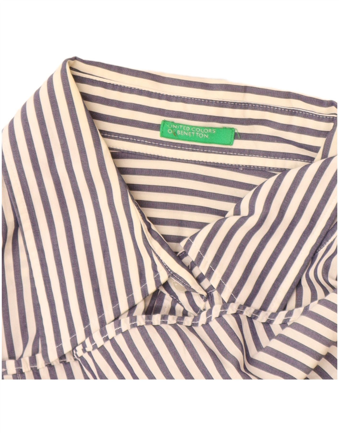 Benetton Damenhemd UK 16 Large Blau gestreift