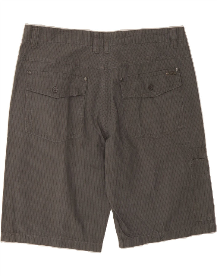 VINTAGE Mens Cargo Shorts Large W34 Grey Striped Cotton Vintage Vintage and Second-Hand Vintage from Messina Hembry 
