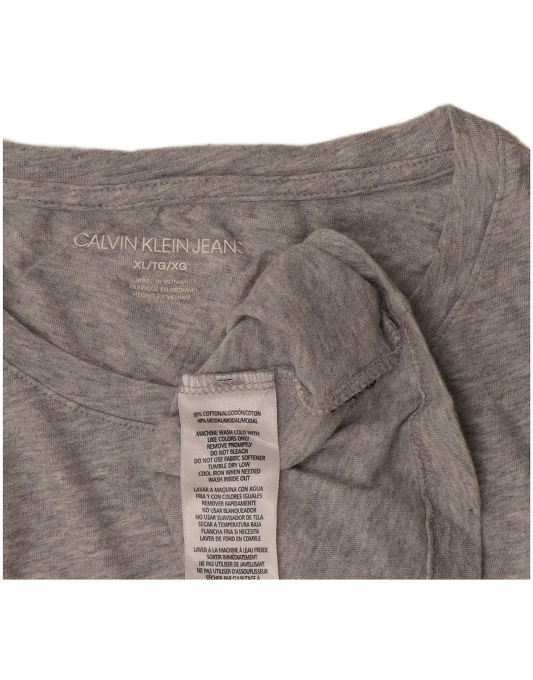 Calvin Klein Damen Grafik T-Shirt Top UK 18 XL Grau Baumwolle