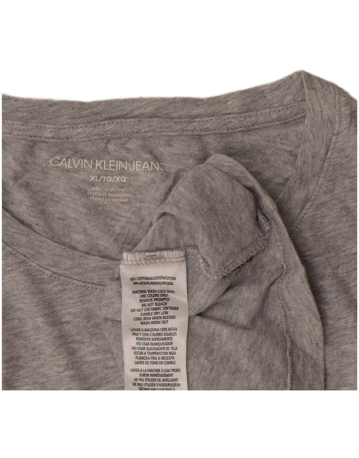 Calvin Klein Damen Grafik T-Shirt Top UK 18 XL Grau Baumwolle
