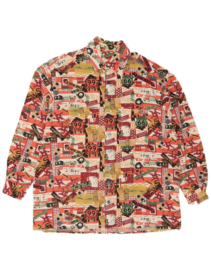 VINTAGE Herren Hemd mit abstraktem Muster 2XL Mehrfarbig