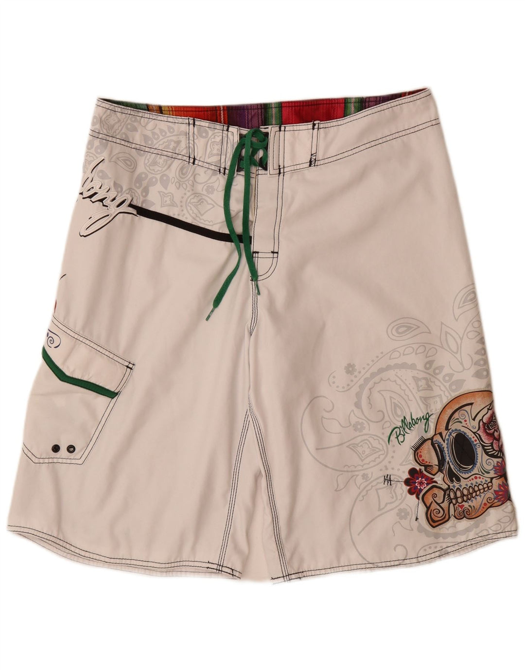 Billabong Herren-Badeshorts mit Grafik, groß, weißes Blumenmuster, Polyester