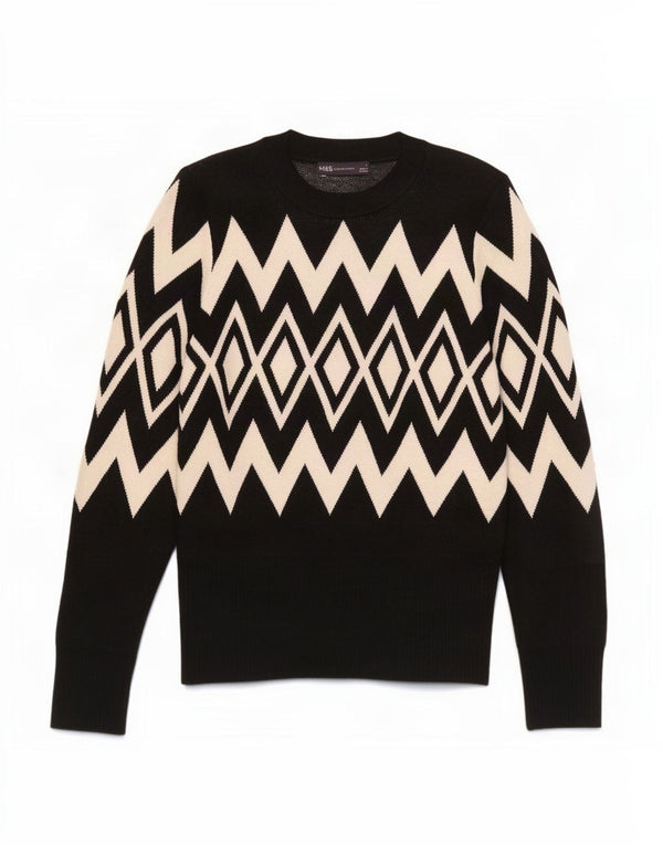 Marks & Spencer Damen-Pullover mit Rundhalsausschnitt, Gr. 12, mittelschwarz