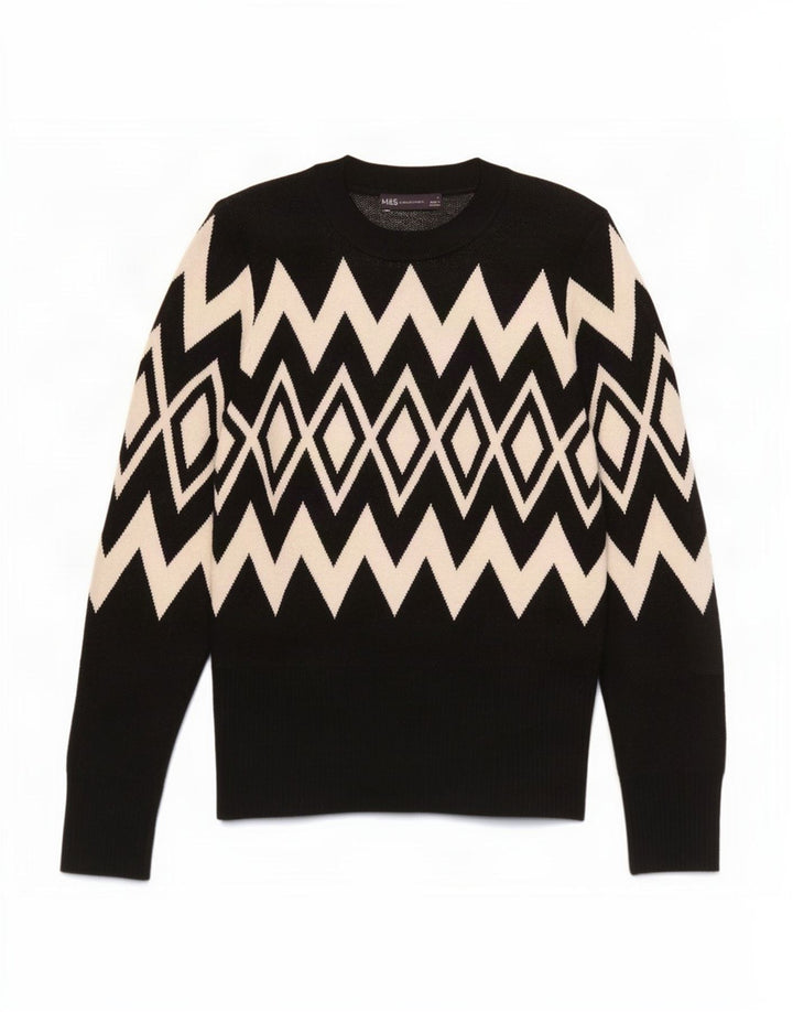 Marks & Spencer Damen-Pullover mit Rundhalsausschnitt, Gr. 12, mittelschwarz