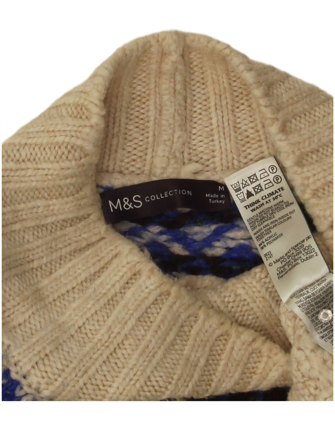Marks & Spencer Damen-Pullover mit Rollkragen, Gr. 14, mittelgrau, gebrochenes Weiß
