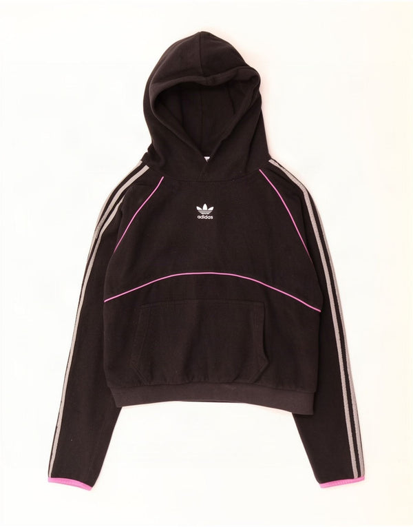 Adidas Damen Kapuzen-Fleecepullover UK 14 Mittelschwarzes Polyester