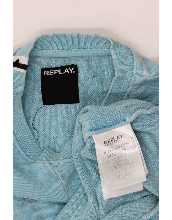 Replay Herren-Sweatshirt mit Grafik, Größe S, Blau, Baumwolle
