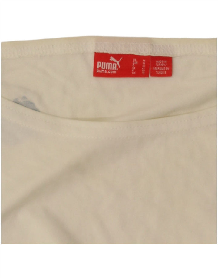 Puma Womens Graphic T-Shirt Top UK 12 Mittelweiß Farbblock