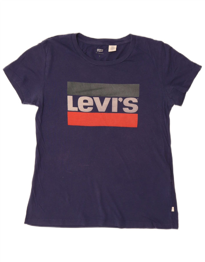 LEVI'S Damen-T-Shirt mit Grafik, UK 10, Größe S, Marineblau, Baumwolle