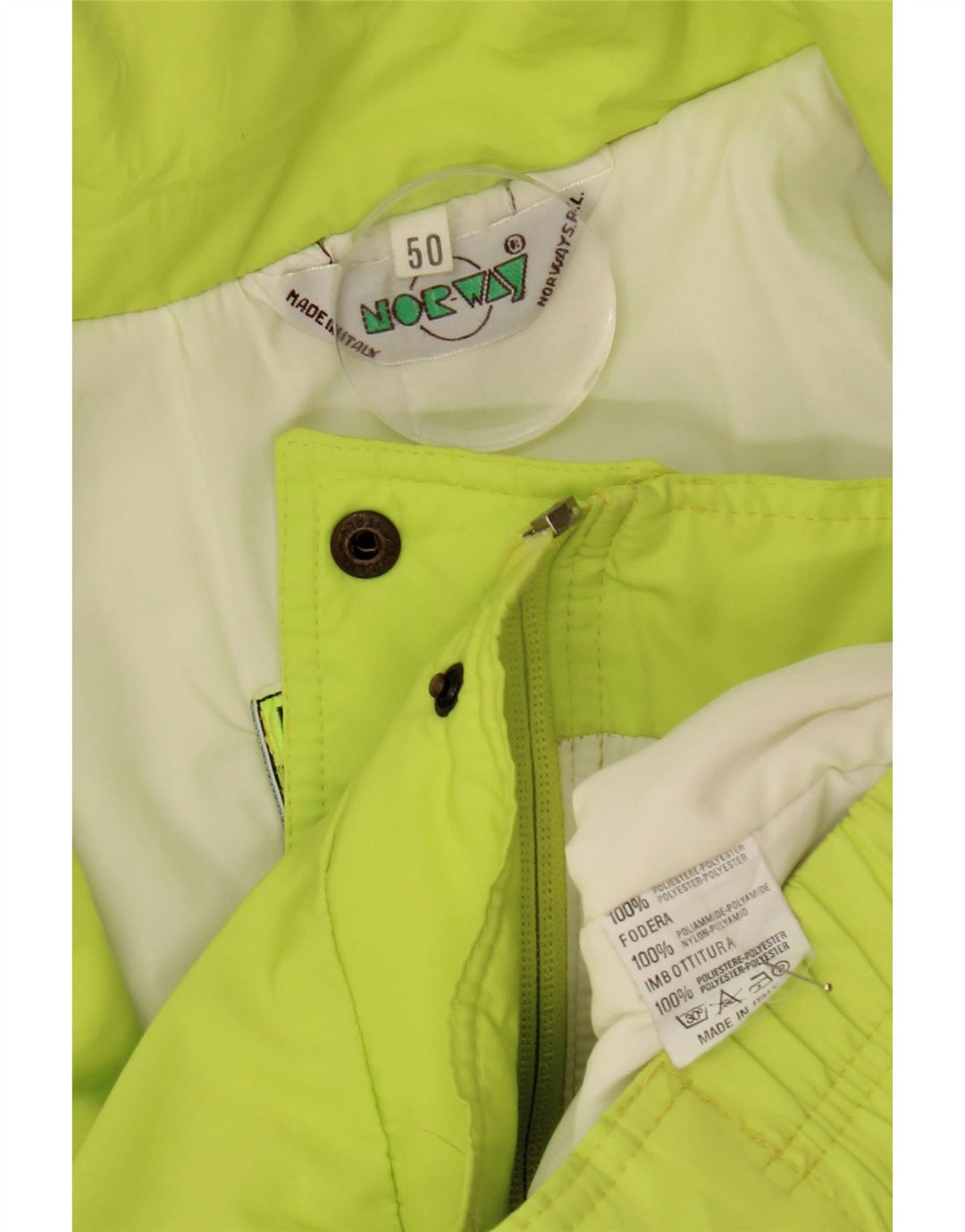 Norwegen Herren-Skijacke mit Kapuze, IT 50, groß, grünes Colourblock-Nylon